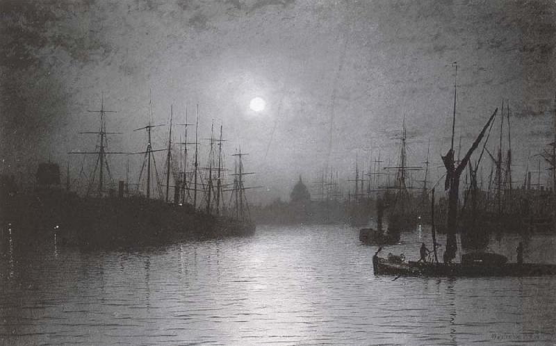 Nightfall down the Thames, Atkinson Grimshaw